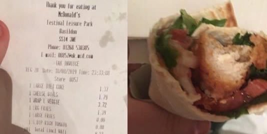 Absurdo! McDonald’s serve wrap com frango para vegano